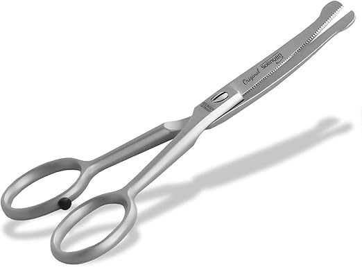 Solingen Dog Grooming Scissors, Paw Scissors with One-Sided Micro Serration, Made in Germany, Dog Scissors with Curved Cutting Surface for Grooming Dogs, Cats, Pets (11.7 cm)