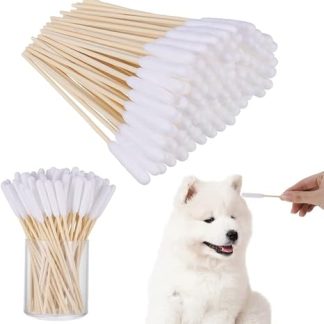 Heyu-Lotus Pack of 100 Dog Cotton Buds Ear Cleaner, 15 cm Ear Cleaning for Dogs, Wooden Ear Cleaning for Pets, Dogs, Ear Cleaning Sticks for Dogs, Cats