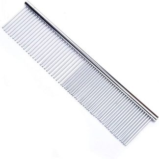 Pet Steel Comb with Rounded Ends Stainless Steel Teeth, Metal Cat Dog for Removing Tangles and Knots, Poodle Care Deshedding Tool, 7 1/2 Inch L
