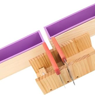 Soap Compound with Silicone Moulds Made of Wood Base and Cutting Tool for Cold Process Consumables