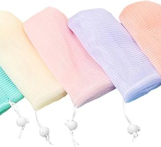 iplusmile 5 Stück Peeling Seifenbeutel aus Netzgewebe mit Kordelzug Schaumseifenbeutel für Feste Seife Leicht Schnelltrocknend für Dusche und Reisen