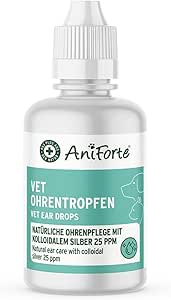 AniForte Ear Drops with Colloidal Silver 25 ppm & Marigold 50 ml | For Dogs, Cats & Small Animals I For Ear Inflammation, Itching I Ear Care, Ear Hygiene, Healthy Ears