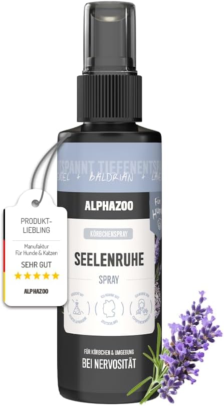 alphazoo Soothing Agent for Dogs I Peace of Mind Soothing Spray 100 ml with Valerian I Soothing for Car Trips, Travel, New Year's Eve & Being Alone I Strong Spray with Fragrance Against Stress I High