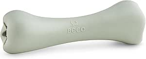 Beco Natural Rubber Chew Bone Dog Toy with Treat Hole, Green