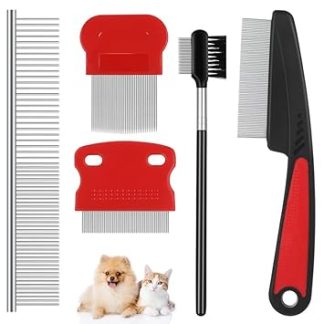 Thursday April Pack of 5 Tear Stain Remover Double-Sided Dog Eye Comb Brush Flea Combs Pet Care Multi-Purpose Tool for Cats and Dogs Care Comb