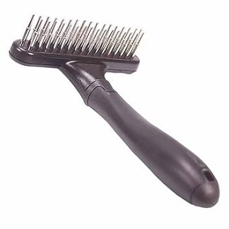 Secwell Pet Rake Comb Dog Brush Double Row Undercoat Rake Grooming Brush Dog Rake with Double Row 33 Teeth Blue