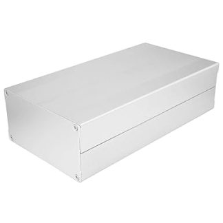 LANTRO JS Aluminum Electronic Project Box, 2.2 x 4.2 x 7.9 inch, Sand Black, Silver Cool Box, Split Heat Dissipation Box, Housing (Flat Plate(Sandsilver))
