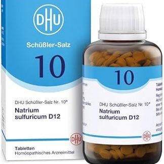 DHU Schüßler Salt No. 10 Sodium Sulfuricum D12 - The Mineral Salt of Internal Cleaning - The Original - Environmentally Friendly in Pharmaceutical Glass, Pack of 900 Tablets