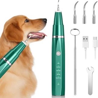 Tartar Remover Tooth Cleaner Ultrasonic for Dogs and Cats, Dental Care Set for Dogs & Cats, Teeth Cleaning and Cleaning Set Fights Tartar, Bad Breath & Gum Disease, Green