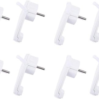 Reinscer Pack of 8 White Schuko Angled Plug Flat Schuko Flat Plug 250 V (16 A), Schuko Plug, Schuko Plug Flat, EU Plug