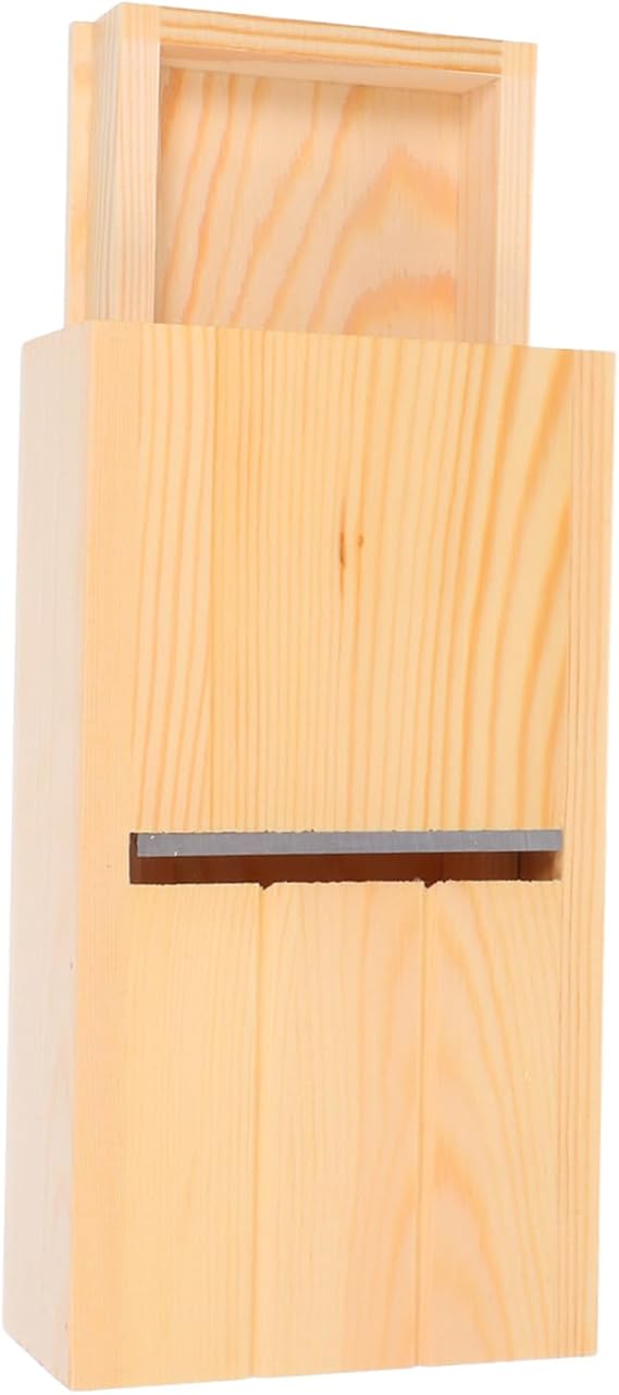 NUOBESTY Adjustable Wooden Soap Beveler with Drawer Precise for Smooth Cutting Robust Natural Wood for Trimming Essential Oil Soaps and Handmade Soap Moulds