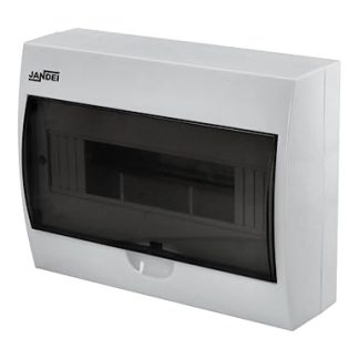 Jandei - Electrical distribution box, power distributor, fuse box for surfaces with door for 12 modules, translucent lid