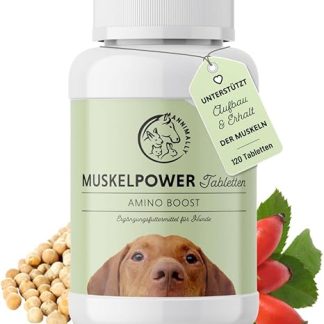 Annimally Amino Boost Muscle Building Tablets for Dogs - 120 Amino Acids Tablets with 9 Ingredients Including Protein & Magnesium for Targeted Muscle Building in Dogs