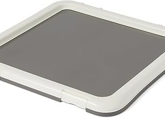 Amazon Basics Dog Training Mat Holder with Secure Clasps, Extra Thick and Non-Slip, Recycled Plastic, 24 Inch, S, White and Charcoal