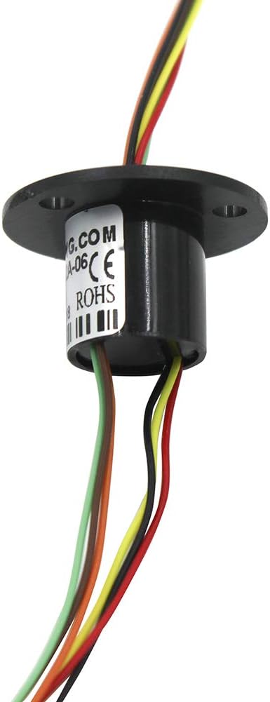 WayinTop Mini Slip Ring Capsule Electrically Conductive Slip Rings 12.5 mm Diameter 250 RPM 250 VDC/VAC 6 Circuit Each 2A for Arduino Robotics Project (12.5 mm 6 Wires with Flange)