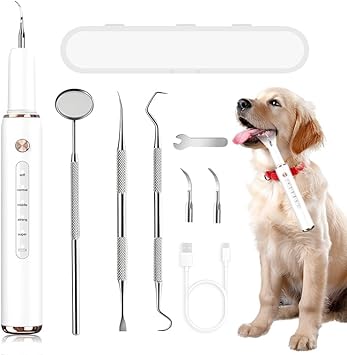 FIVAVA Tartar Remover for Dogs, Dental Care Kit for Dogs and Cats, 5 Cleaning Modes, Tartar Removal, Rechargeable (White)
