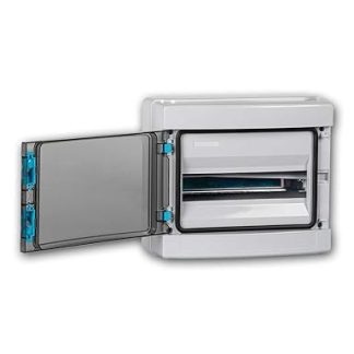 KDP IP65 Distribution Cabinet for 12 Modules, Surface-Mounted Fuse Box, IP65, IK10, Electrical Distribution Board with Transparent Door, DIN Rail and PE/N Rail