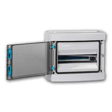 KDP IP65 Distribution Cabinet for 12 Modules, Surface-Mounted Fuse Box, IP65, IK10, Electrical Distribution Board with Transparent Door, DIN Rail and PE/N Rail