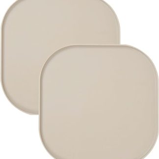 2-Piece Set Waterproof Silicone Feeding Mat for Dogs and Cats, Square Feeding Tray, Non-Slip, Easy to Clean Feeding Bowl Mat, Food-Safe (Beige, 26 cm x 26 cm)