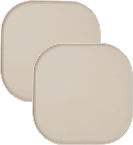 2-Piece Set Waterproof Silicone Feeding Mat for Dogs and Cats, Square Feeding Tray, Non-Slip, Easy to Clean Feeding Bowl Mat, Food-Safe (Beige, 26 cm x 26 cm)