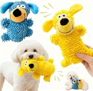 LuGirlre Kicherndes Zahnreinigungsspielzeug In Hundefarben, Hundespielzeug Kuscheltier Mit Quietscher Zur Beschäftigung, Anti Stress Hund Für Kleine, Mittlere Hunde (Blue)