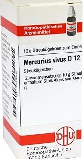 Mercurius Vivus D12 DHU Globules, 10 g Globules