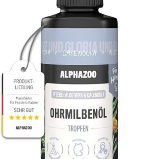 alphazoo Anti Ear Mite Oil for Dogs - 100 ml | Instant Ear Drops Against Mites & Ear Veins | Gentle, Natural Ear Care - Soothes Itching & Protects Sensitive Dog Ears