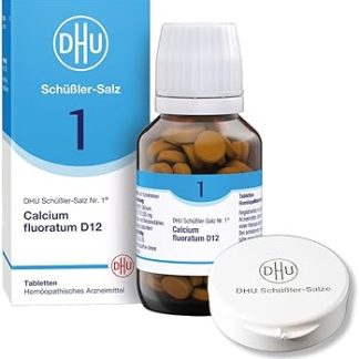 DHU Schüßler Salt No. 1 Calcium Fluoratum D12 - The Mineral Salt of Connective Tissue, Joints and Skin - The Original - Environmentally Friendly in Medicine Glass, Pack of 200 Tablets with Tablet Case