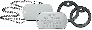 Dog Tag Necklace With 2 Different Embossed Original US DOG TAGS According to customer The Dog Tag with Silencer Come Complete with 2 Chains and Gift Box., Glossy