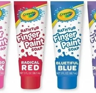 Crayola Bath Finger Paint 4 Colors 85ml Tubes (Radical Red, Flamingo Pink, Blue Blue and Royal Purple)