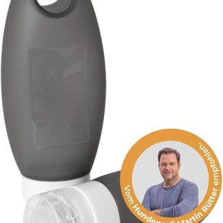 Martin Rütter Dog Feeder Tube - Fillable Leak Proof BPA Free Silicone 100ml Dark Grey Ideal for Training and Travel - Includes Spare Lid