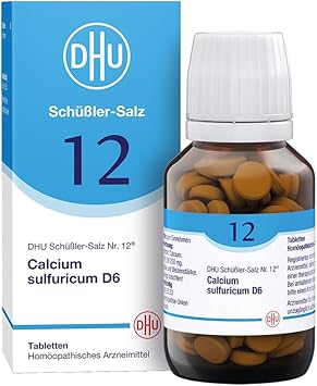 DHU Schüßler Salt No. 12 Calcium Sulfuricum D6 - The Mineral Salt of the Joints - The Original - Environmentally Friendly in Medicine Glass, Pack of 200 Tablets
