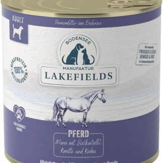 Lakefields Premium Wet Dog Food, Horse 60%, 6 x 800 g, Grain-Free Wet Food for Dogs, Natural Food Grade Ingredients, Sweet Potatoes, Carrot and Pumpkin, Gently Cooked