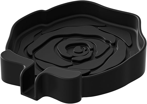 Soap Holder, Silicone Soap Dish, Kitchen Sponge Stitch, Non-Slip Base, Quick Drain Design, for Use of Shower Roads for Sinks, 4.33 x 4.33 x 0.67 inches, Black Colour, 1 Piece