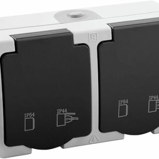 Double Socket - Surface IP54, Waterproof and Dustproof, Ideal for Outdoor Use, Easy Installation and Durable Material
