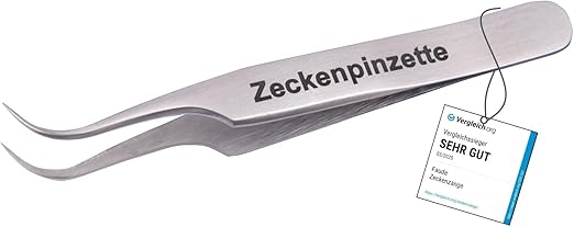 Faude Tick tweezers, tick tweezers, only 8 cm, small for on the go, for removing ticks of any size without squeezing them, with fine, round curved tip, stainless steel