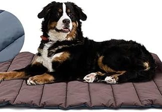 XIAPIA Waterproof Dog Mat for Outdoor, Washable Dog Bed, Antistatic, Hygienic, Foldable, Large Travel Blanket for Pets, 110 x 68 cm (Brown/Blue)