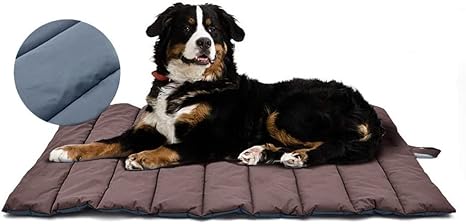 XIAPIA Waterproof Dog Mat for Outdoor, Washable Dog Bed, Antistatic, Hygienic, Foldable, Large Travel Blanket for Pets, 110 x 68 cm (Brown/Blue)