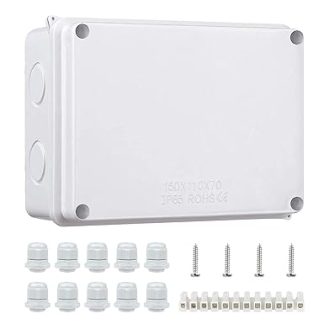 Aoyfuwell Junction Box Waterproof IP65, Surface-Mounted Junction Box, Outdoor Distribution Box, Electrical Project Boxes, ABS Cable Junction Box for Electrical Junction Box Control - 150 x 110 x 70 mm