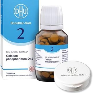 DHU Schüßler Salt No. 2 Calcium Phosphoricum D12 - Минеральная соль для костей и зубов - Оригинальная - Экологически чистая, в фармацевтической стеклянной упаковке, 200 таблеток с футляром для таблеток
