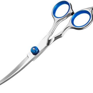 Jostift Dog Scissors Set, Fur Scissors for Dogs and Cats, Professional Round Grooming Scissors, Blue