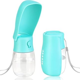 JOPHEK Portable Pet Water Bottle for Dogs and Cats, 180° Foldable Leak-Proof Water Bottle with Activated Carbon Filter, for Daily Walking, Travel, Camping, 300 ml