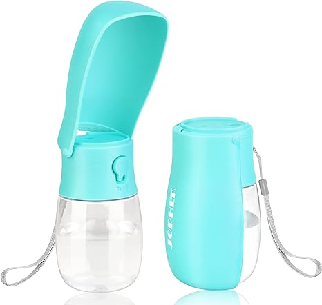 JOPHEK Portable Pet Water Bottle for Dogs and Cats, 180° Foldable Leak-Proof Water Bottle with Activated Carbon Filter, for Daily Walking, Travel, Camping, 300 ml