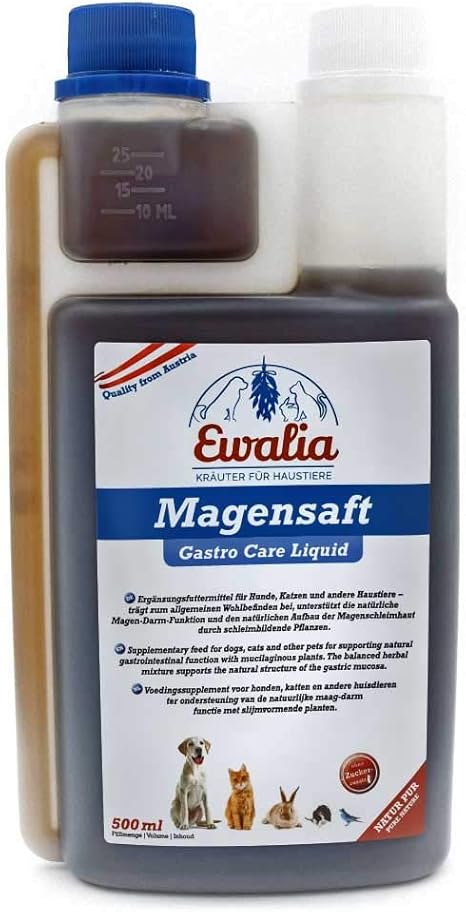 EWALIA Gastric Juice for Dogs - Gentle Care for Your Dog's Stomach - For a Harmonious Gut Feel - Developed with Veterinarians, 100% Pure Natural, Free from Additives - 500 ml
