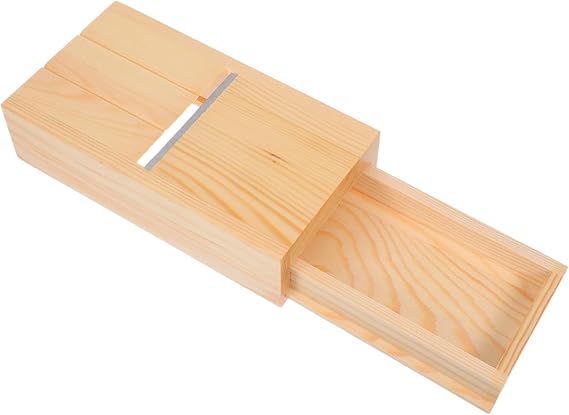 Tofficu Wooden Soap Bevel Tool with Drawer Box for Trimming Smoothing Cutting Soap Making Accessories with Adjustable Cutting Thickness