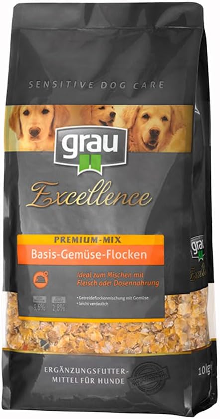 GRAU – The Original – Grain Flakes Mix with Vegetables for Dogs – Exc SDC Premium Mix Base, Pack of 1 (1 x 10 kg), Supplementary Feed for Dogs
