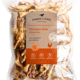 Hermann & Glück Chicken Feet for Dogs 1 kg / 2 kg Grain-Free Premium Natural Dog Treats Oral Hygiene Chew Snacks for Dogs Dog Snacks Dried Chicken Feet for Dogs Chicken Foot