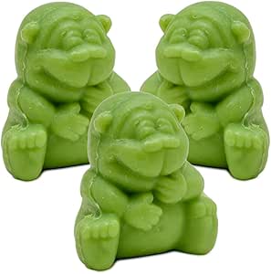 La Maison du Savon de Marseille 3 x French Monkey Soap for Shower Gel or Decoration Apple Scent 20g