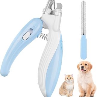 flintronic Pet Nail Clippers, Small Nail Clippers, Cat & Dogs with Nail File, Claw Scissors for Cats with LED, Pets Nail Clippers with Splash-proof Safety Protection (Blue)