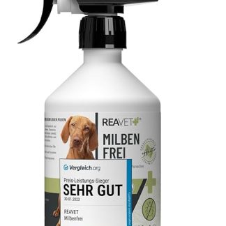 TESTURTEIL SEHR GUT ReaVET Anti Mite Spray for Dogs, Cats & Horses 500 ml - Mite Spray with Instant Effect Against Itching & Infestation, Anti Mite Spray I Mite Protection to Repel Mites & Parasites